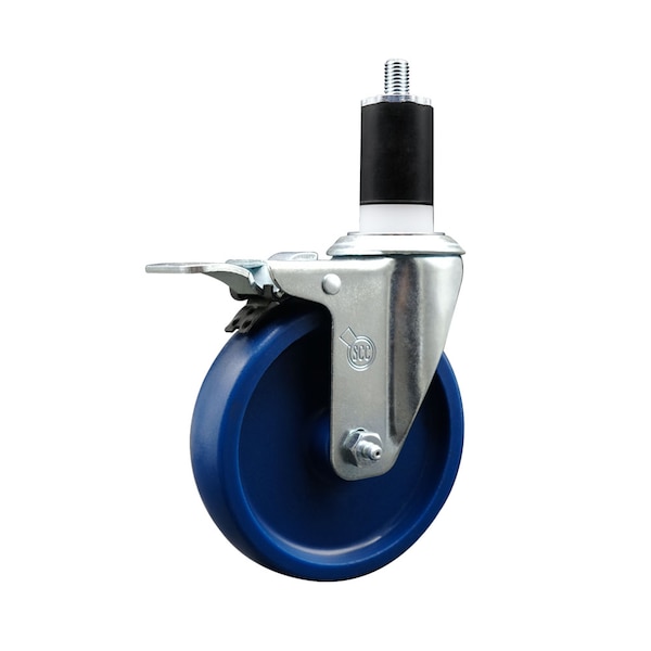 5'' SS Solid Poly Swivel 1-1/2'' Expanding Stem Caster Total Lock Brake
